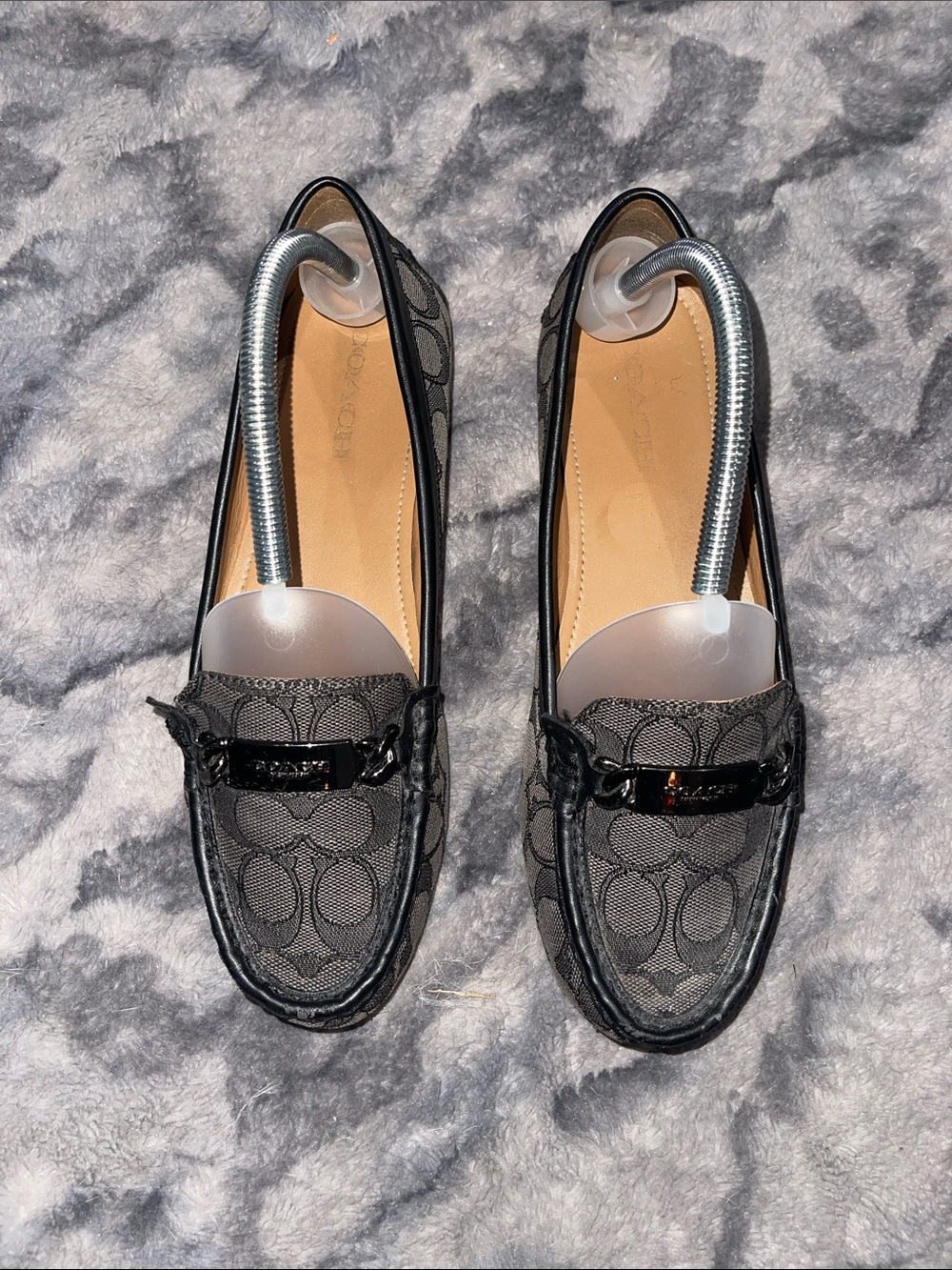 Coach Black Signature Canvas Driving Loafers